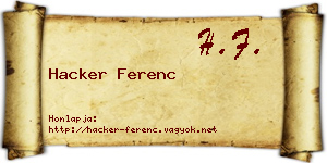 Hacker Ferenc névjegykártya